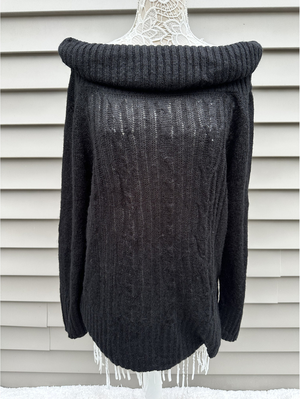 Torrid Off Shoulder Black Ribbed Knit Sweater Fashion Cozy Chic